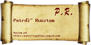 Petró Rusztem névjegykártya
